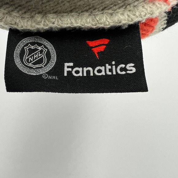 Philadelphia Flyers NHL Fanatics Pom Beanie Hat Orange Black Grey Winter Knit - Picture 3 of 4